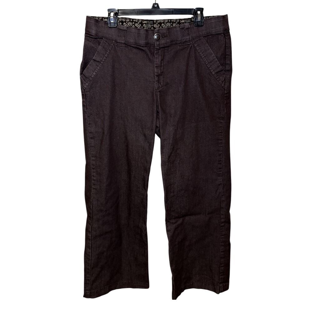 Lee Riders No Gap Waistband Brown Denim Pants Comfort Stretch Size 14